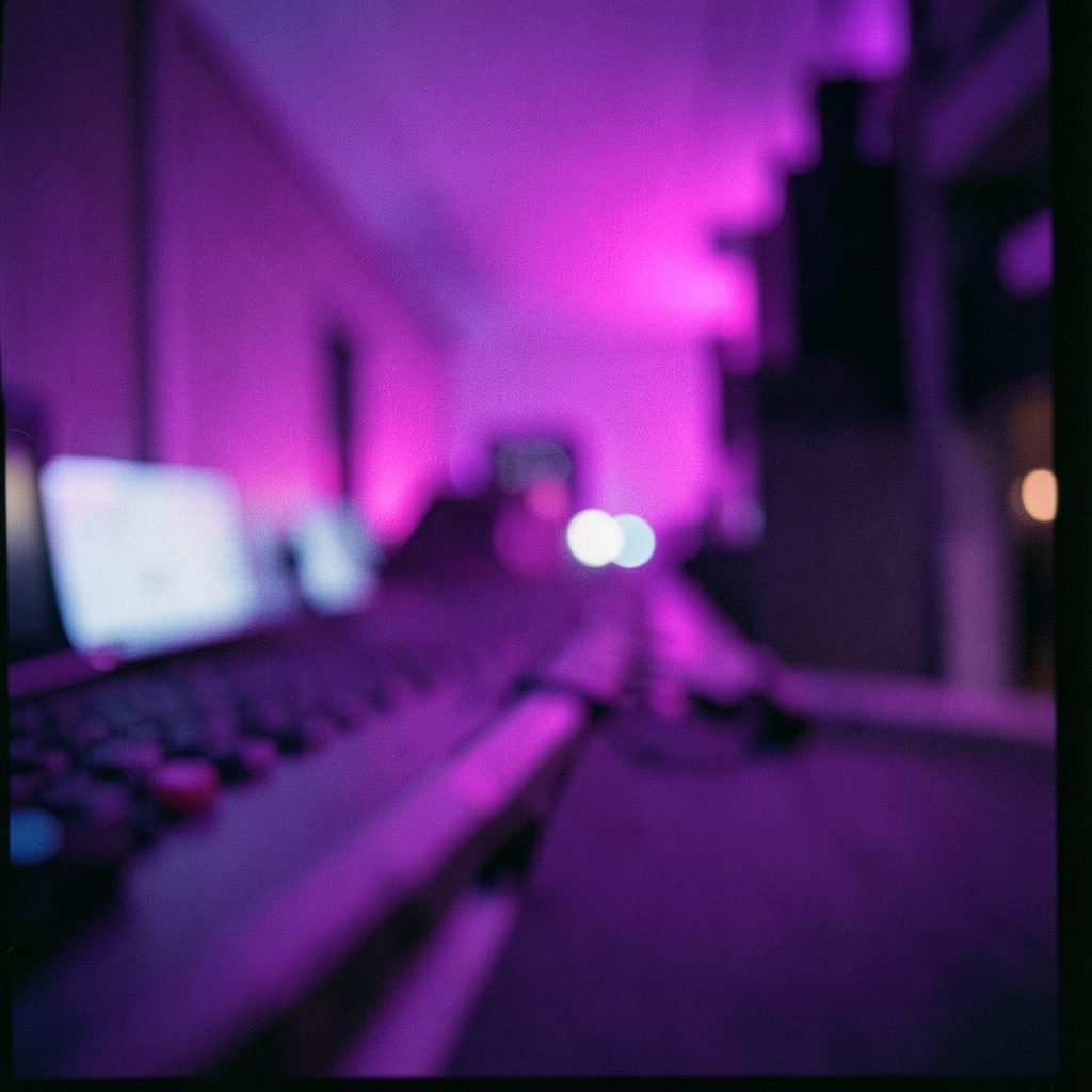 A clean digital learning interface on a laptop screen, soft blue and violet tones, calm focused atmosphere